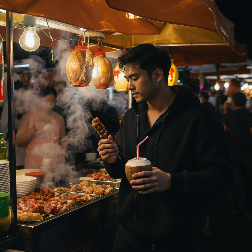 Street Food Night Market Close-Up